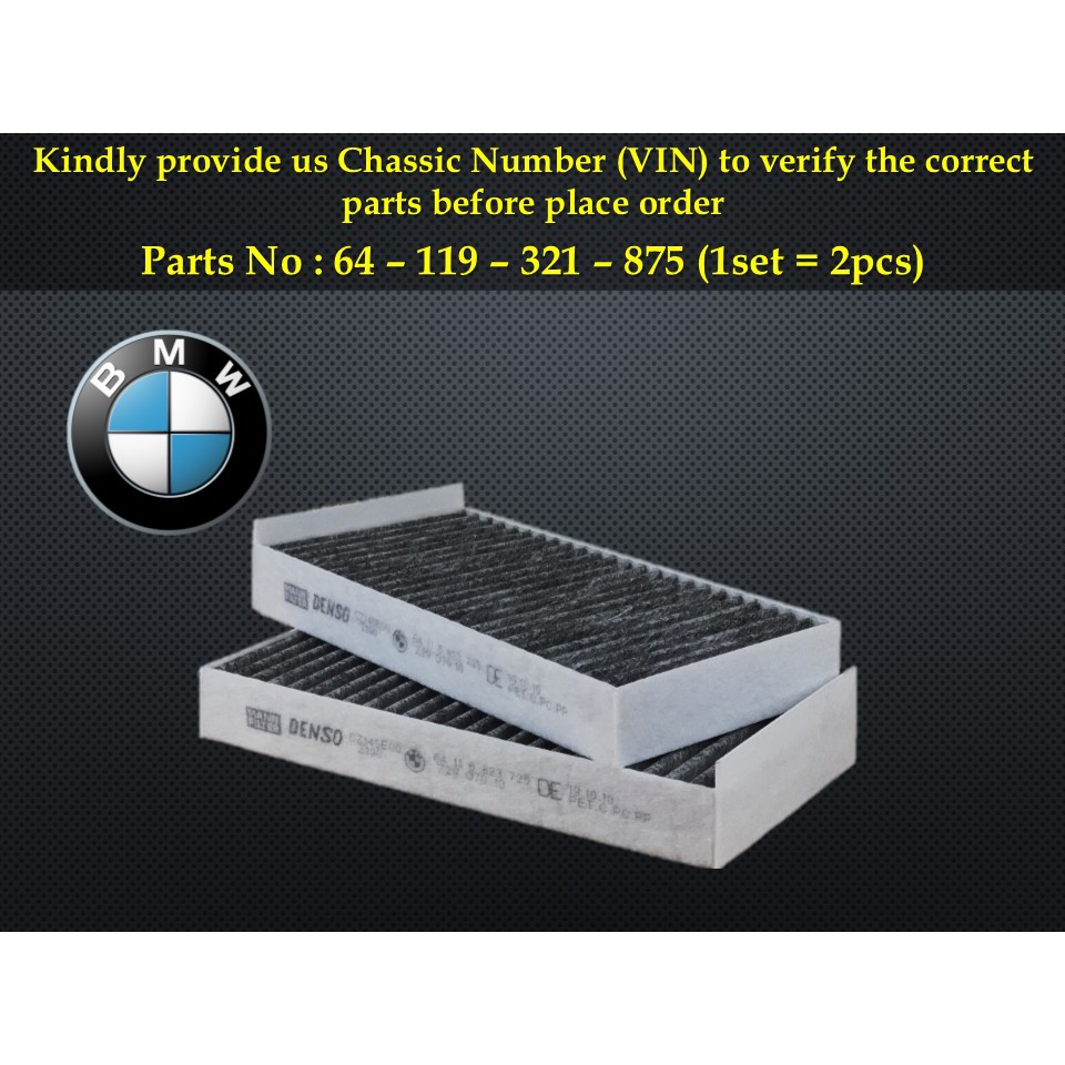 BMW - Mini Cooper F54 F55 F56 F57 F48 X1 F45 F46 X1 X2 Aircond Filter Cabin Air Filter (1set X 2pcs)