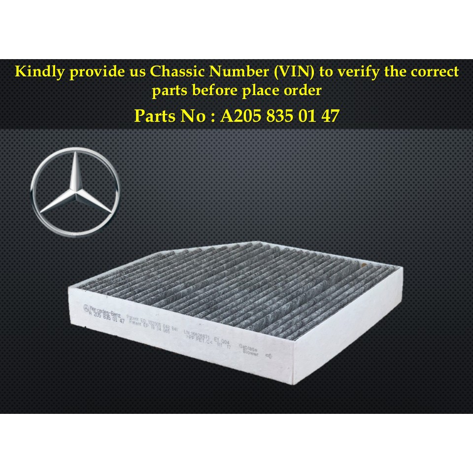 Mercedes Benz - C-CLASS W205 S205 GLC X253 Aircond Filter Cabin Air Filter A205-835-01-47