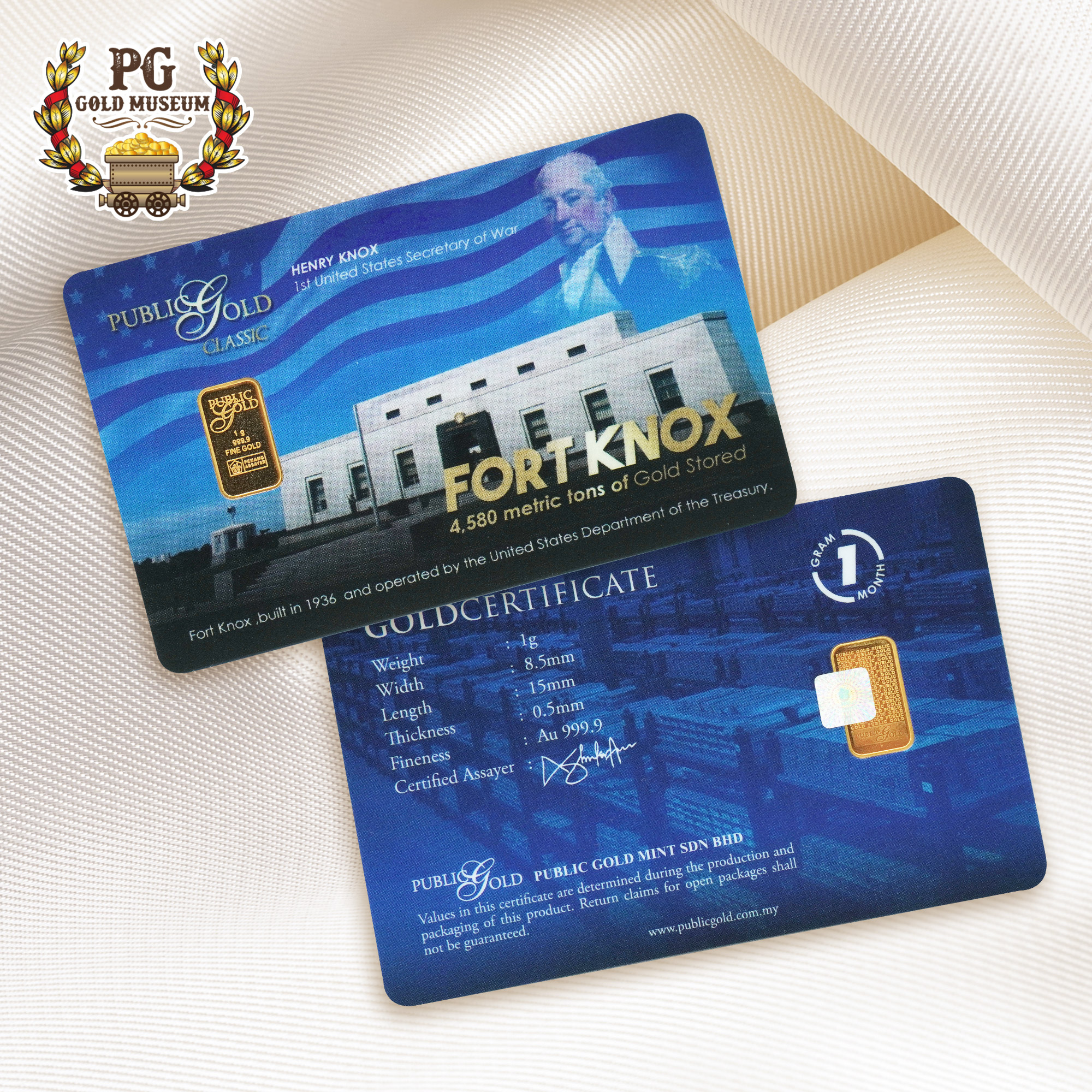 Public Gold Bullion Bar PG 1g (Au 999.9) 24K - Fort Knox PP0001FI