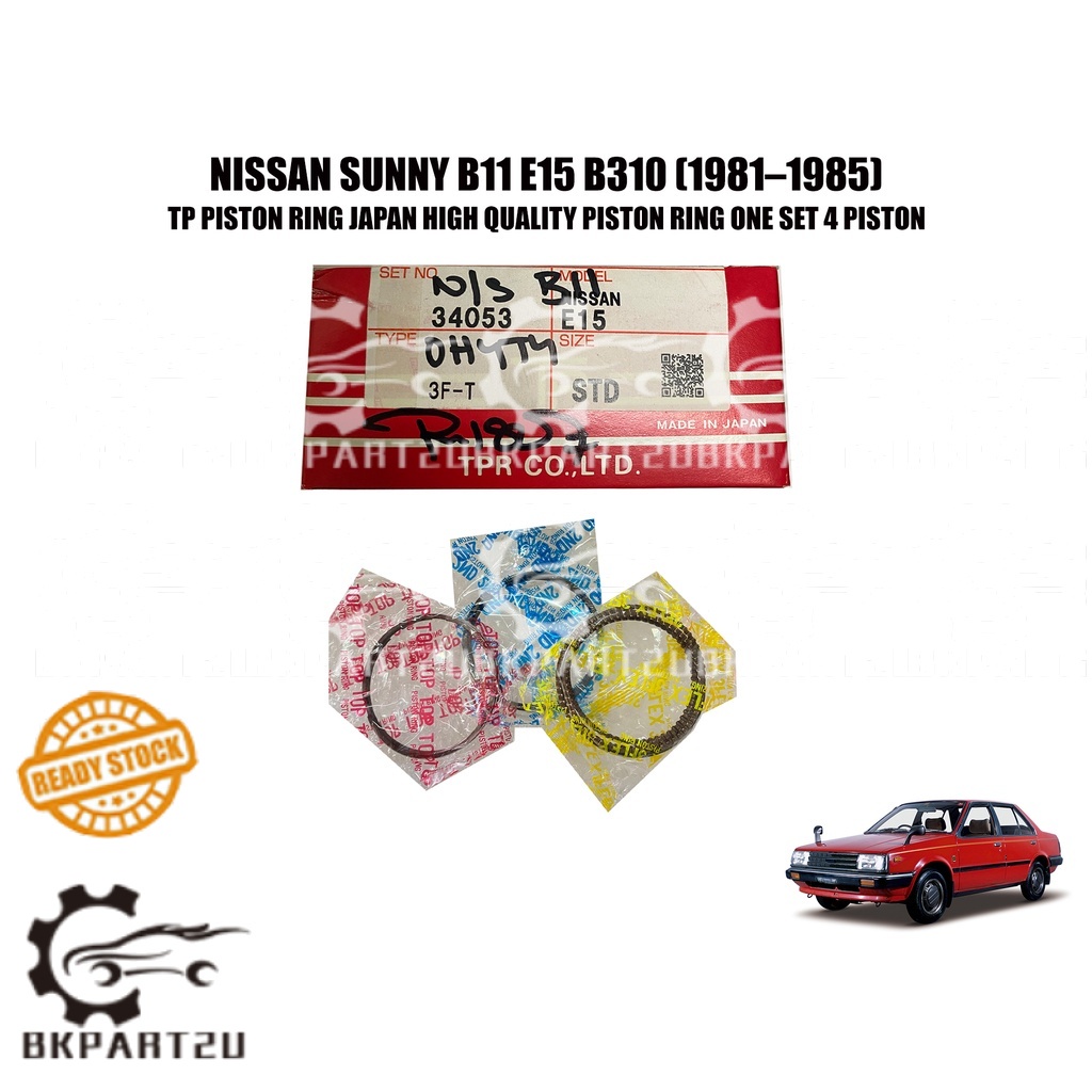 NISSAN SUNNY B11 E15 B310 (1981–1985) PISTON RING ONE SET 4 PISTON E15 3F-T MADE BY TP PISTON RING J