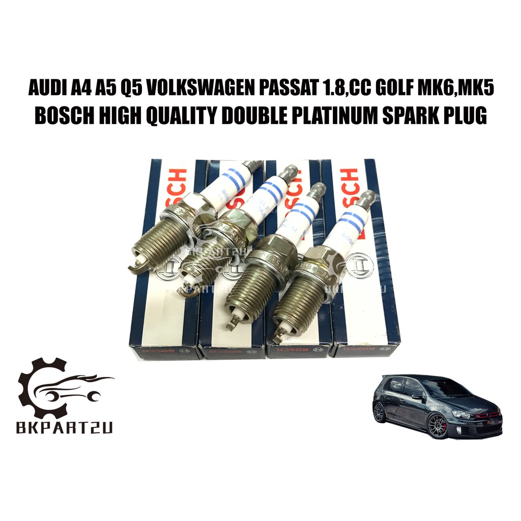 AUDI A4,A5,Q5 2.0 VOLKSWAGEN GOLF GTI MK5 MK6 PASSAT 2.0(2010-2015)DOUBLE PLATINUM  SPARK PLUG BOSCH