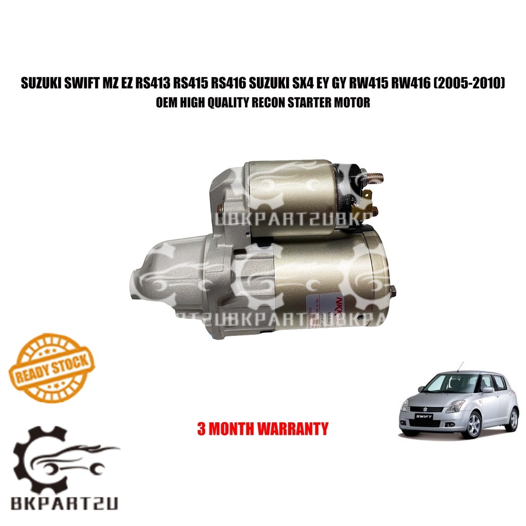 SUZUKI SWIFT MZ EZ RS413 RS415 RS416 SUZUKI SX4 EY GY RW415 RW416 (2005-2010) RECON STARTER MOTOR 3 