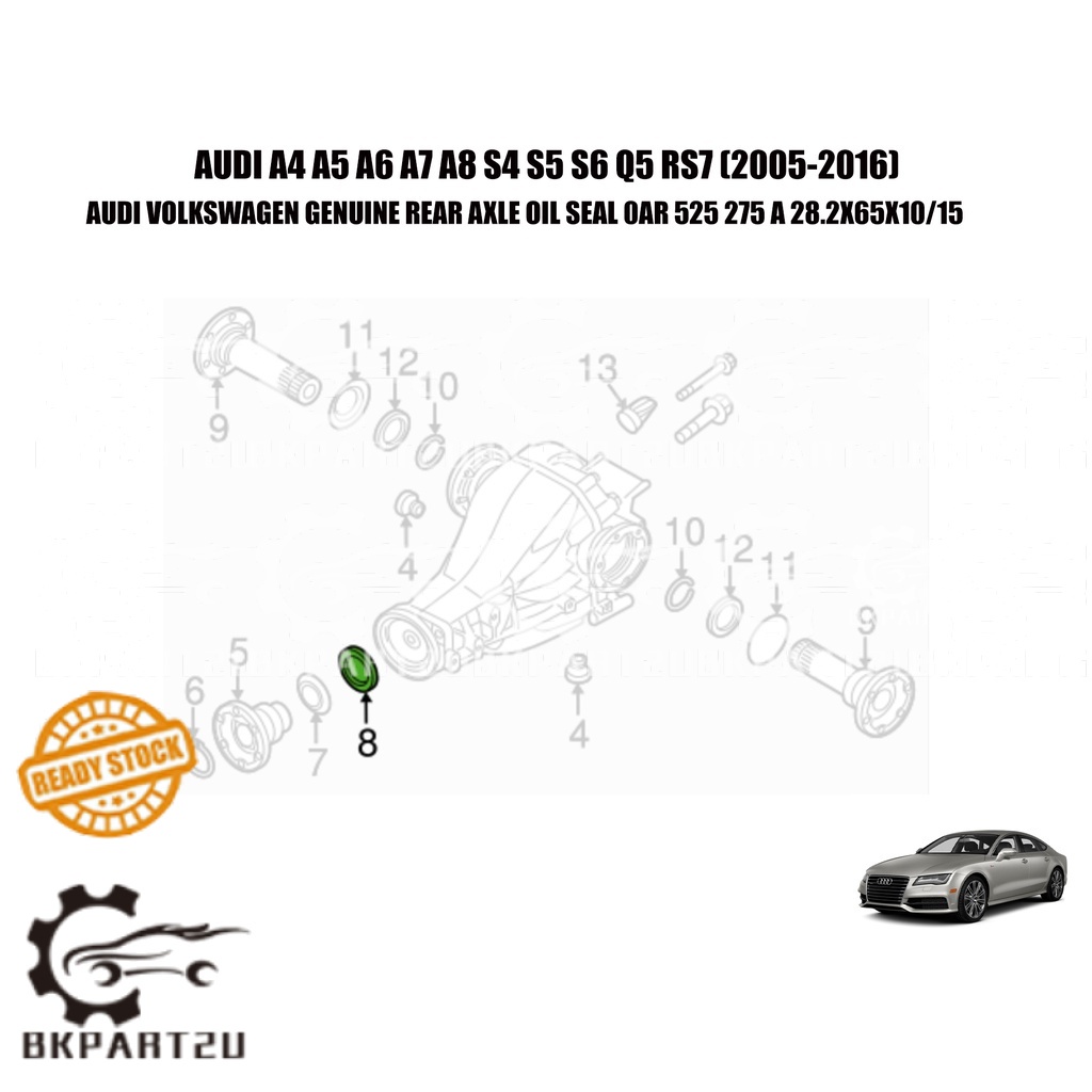AUDI A4 A5 A6 A7 A8 S4 S5 S6 Q5 RS7 (2005-2016) REAR AXLE OIL SEAL CENTER 0AR 525 275 A MADE BY VOLK