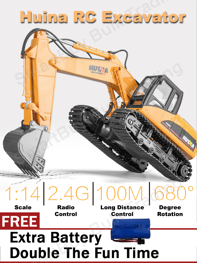 SmartBuy HUINA 1535 650 2.4GHz 15 Channels Full Function Remote Control Excavator Digger Toys 1:14 S