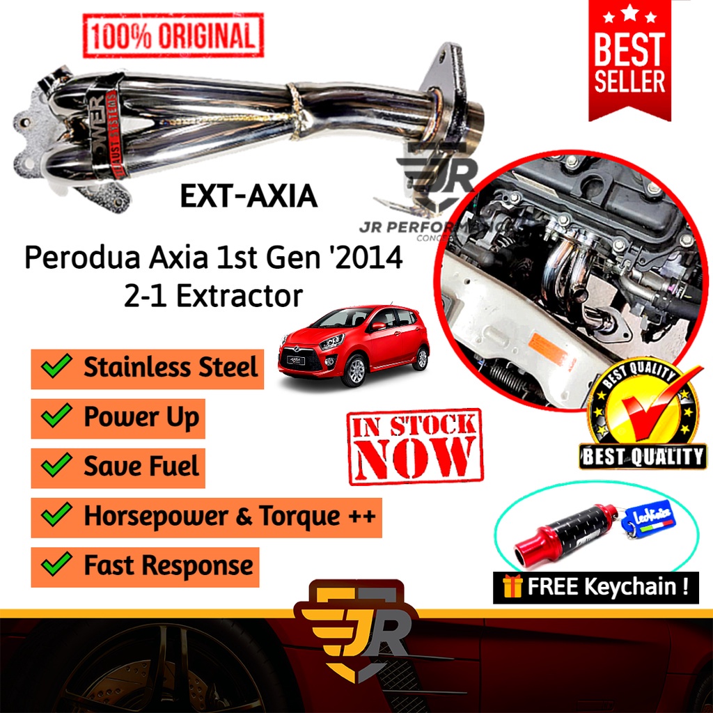 XPower Stainless Steel 2-1 Header Extractor Perodua Axia 1st Gen 1.0 2014-2016 Car Exhaust Parts EXT