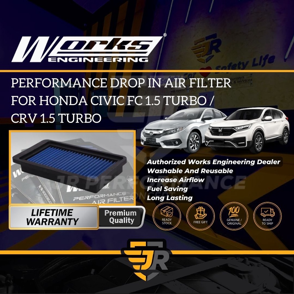 Works Engineering Washable Drop In Replacement Air Filter Civic FC 1.5T CRV Penapis Udara Car Intake