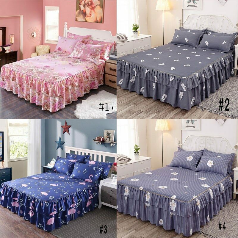 Cadar Bedsheet Sets Queen 3 IN 1 Ropol Set Bed Sheet 2 Pillowcase Skirt Bedspread 150*200cm/180*200c