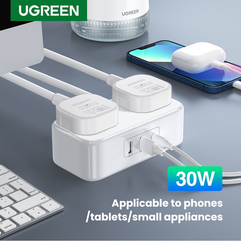 UGREEN Extension Power Strip With 30W PD Charger USB-C Port 18W 2 USB A 2 AC Outlets (3250W 13A) UG-
