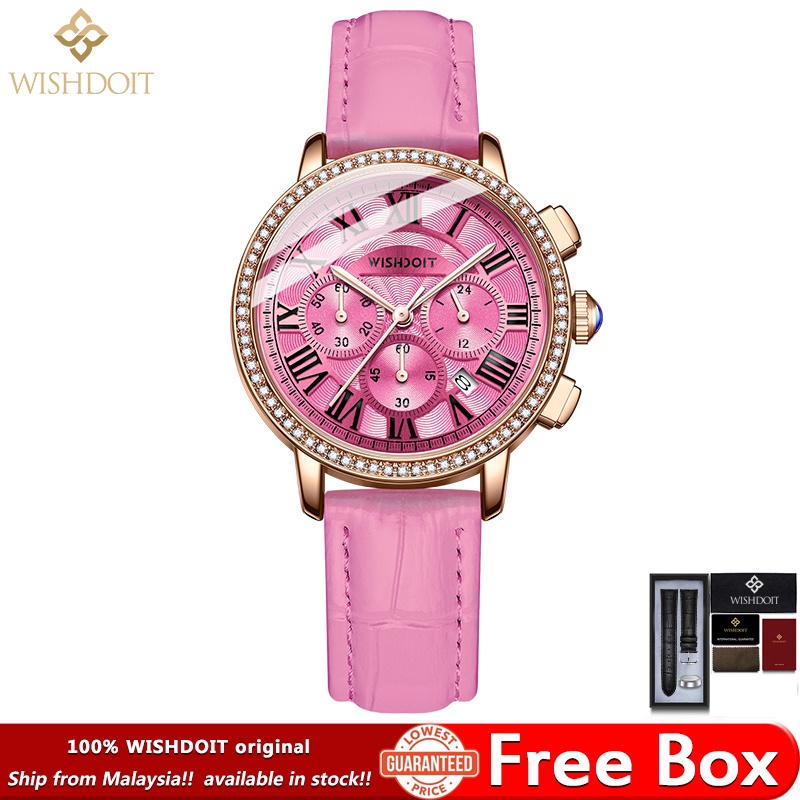 [Malaysia Stock] WISHDOIT Jam Tangan Wanita/Perempuan Original Waterproof Women's Watch Leather Stra
