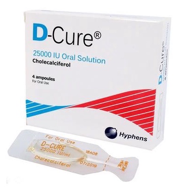 D Cure (cholecalciferol) 25000 IU Oral Solution 4 ampoules (expiry 7.24)