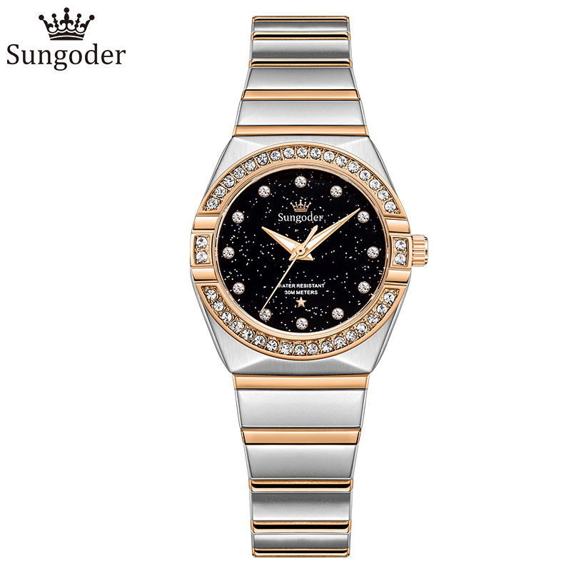 WISHDOIT×SUNGODER Jam Tangan Wanita/Perempuan Original Waterproof Women's Watch Golden Stainless Ste