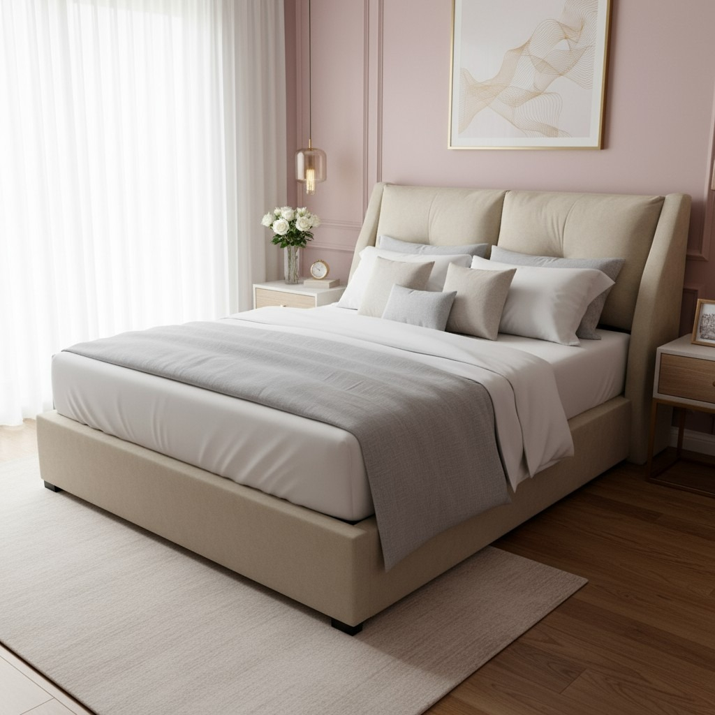 Queen Size Divan Bed 5FT / 6FT Without Mattress Designer Choice Quality Form Strong Support Beige Gr