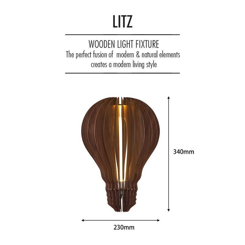 Ready Stock EWJ Premium Wooden Light Fixture/Lampu Gaya Reka Bentuk Hiasan