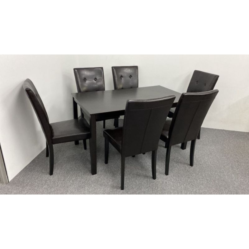 Ready Stock  EWJ 4026+T9984 DINING Set 1+6 /Parson Chair X6pcs + Wood Table 80x140cm /Meja Makan 1+6