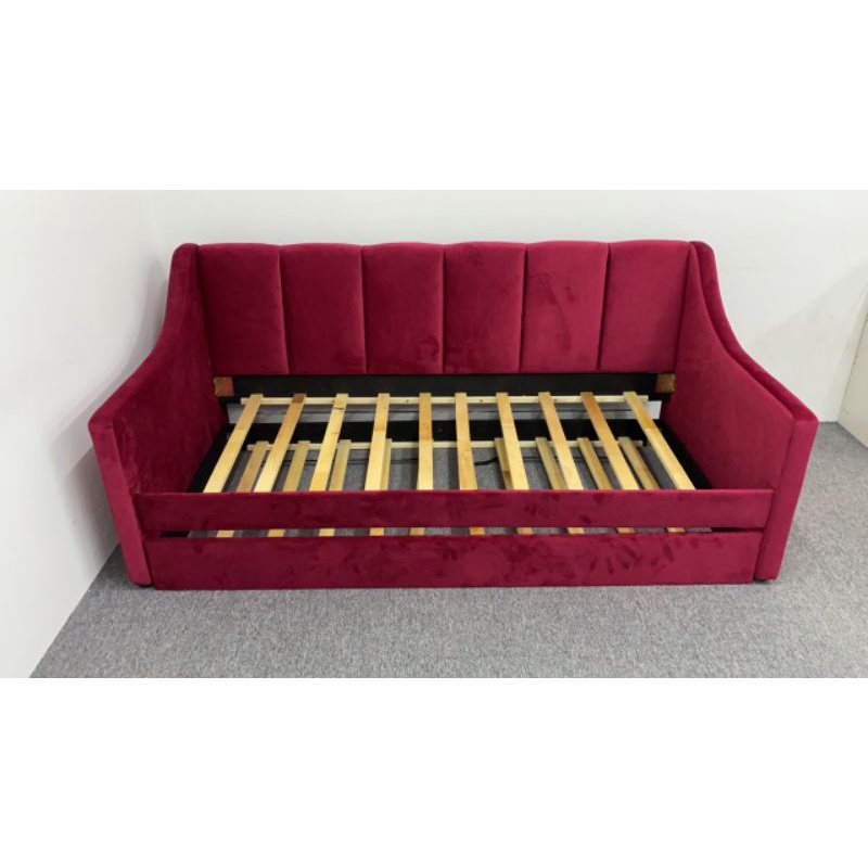 Ready Stock EWJ 08/DayBed PullOut/Daybed Trundle/Velvet Gold & Blue & Grey
