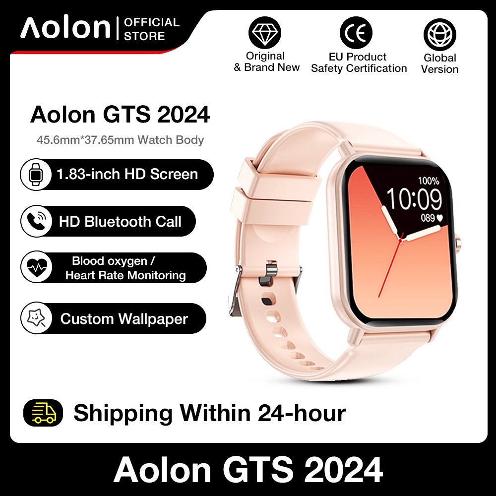 Aolon GTS Smart Watch Waterproof Custom Wallpaper Fitness Tracker Heart Rate Blood Pressure Monitori