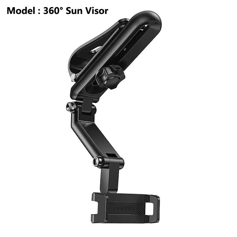 360 Car Sun Visor Clip Phone Holder With In-Car Rear View Mount Bracket Stand For Kereta Myvi Back G
