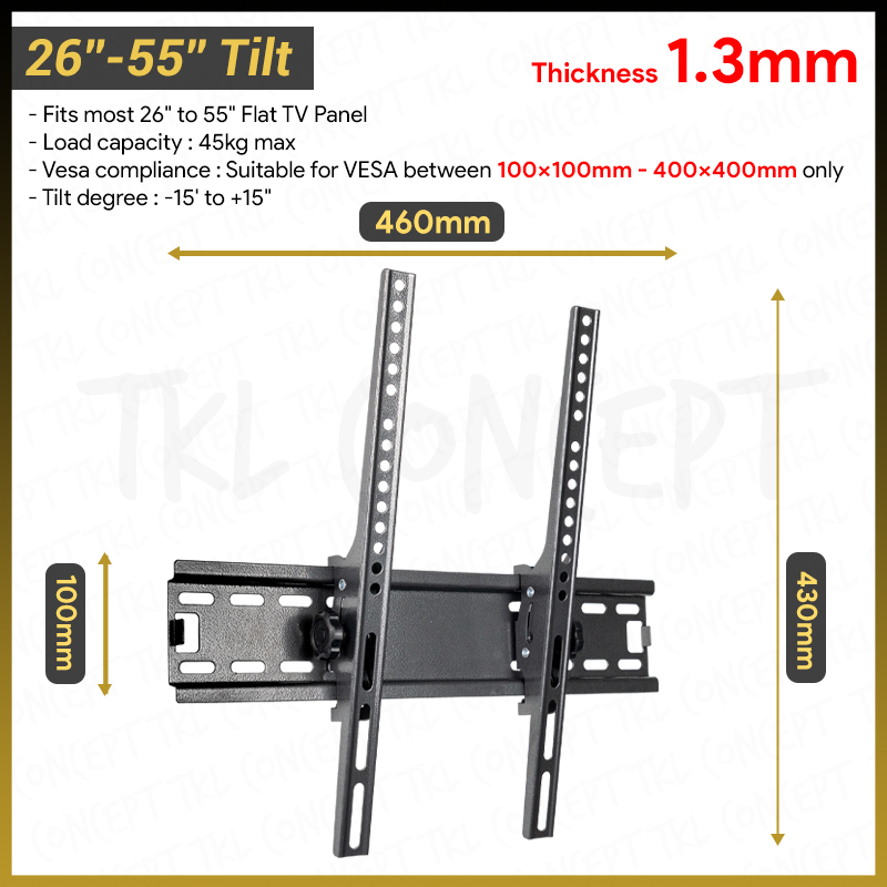TKL TV Bracket Adjustable Tilt 14-42 / 26-55 Universal Tv Wall Mount Bracket Braket Gantung Dinding