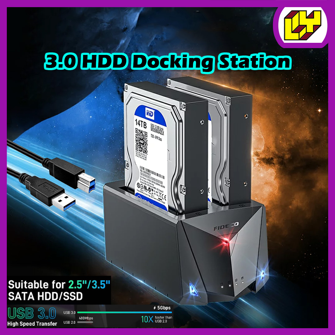 Fideco Dual SSD And HDD Docking External Hard Drive Docking Station SATA USB 3.0 HDD Duplicator Clon
