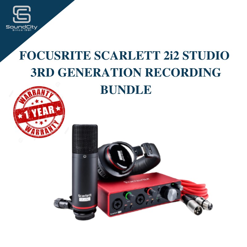 FOCUSRITE Scarlett 2i2 Studio 3rd Generation Recording Bundle