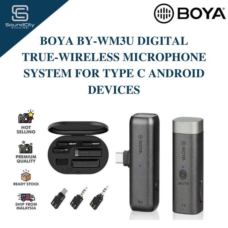 BOYA BY-WM3U Digital True-Wireless Microphone System For Type C Android Devices