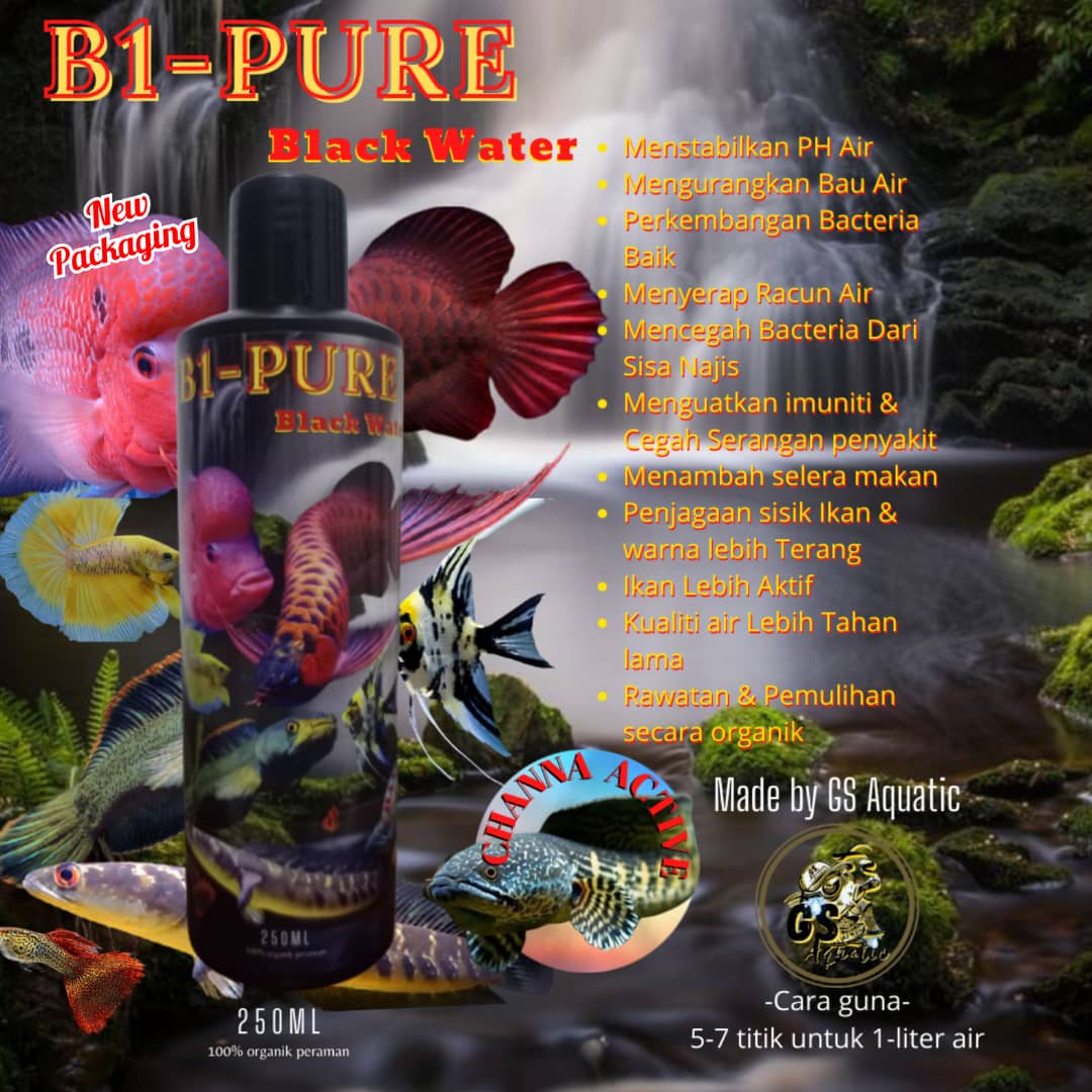 B1-PURE Black Water, Channa & Arowana Active, 黑水 250ml 