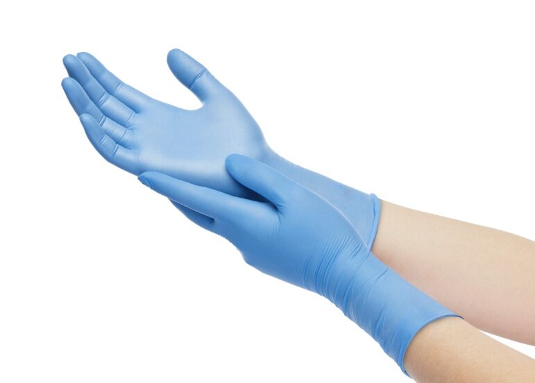Cuomo Care Nitrile Powder-free Single chlo. Disposable Gloves 4.5g, Sky Blue (with plain box packing