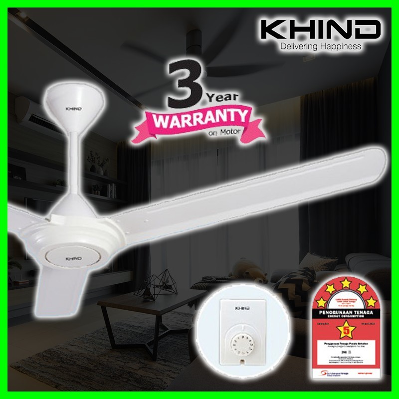 [READY STOK] kipas siling murah 3 DAUN PUTIH 3 TAHUN WARRANTY 60 inci 60" white ceiling fan 3 bilah 