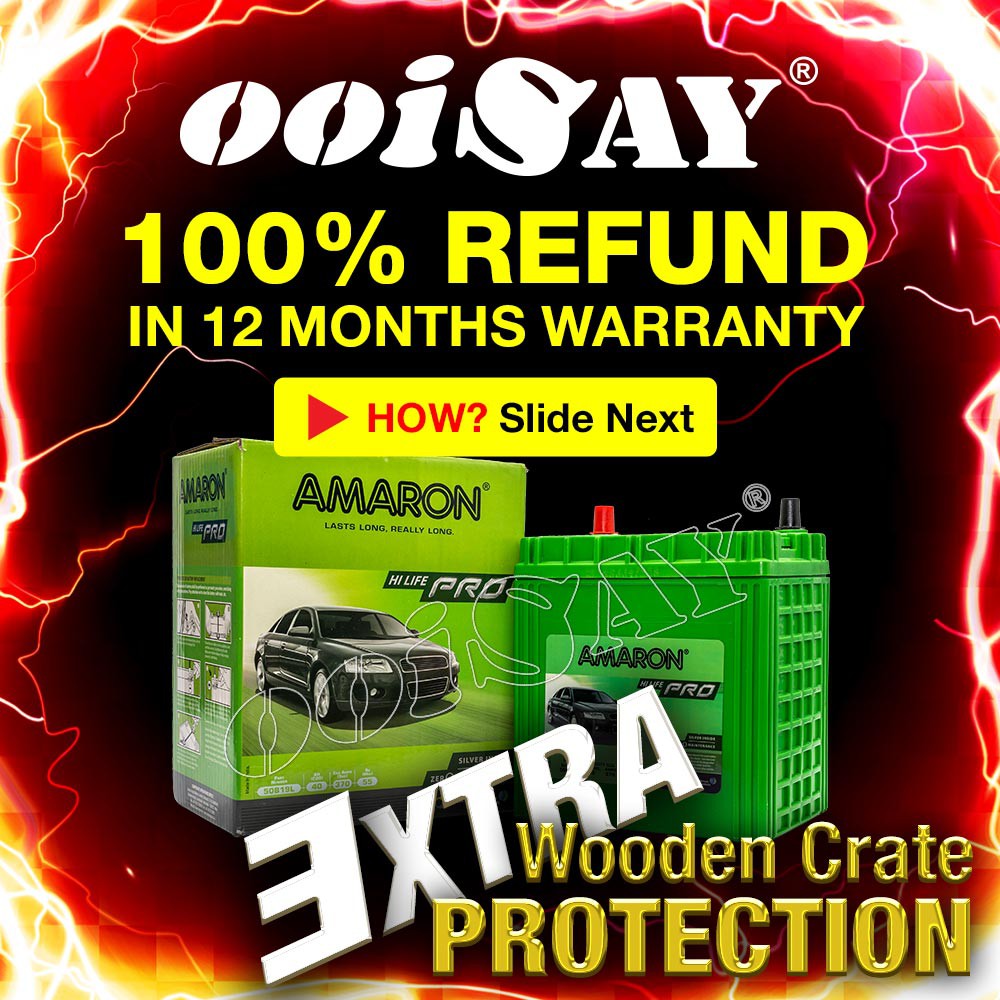 AMARON PRO NS40 | NS40ZL | 50B19L (MF) - 40AH - Car Battery - PERODUA Myvi, Axia, Alza, Bezza,Viva, 
