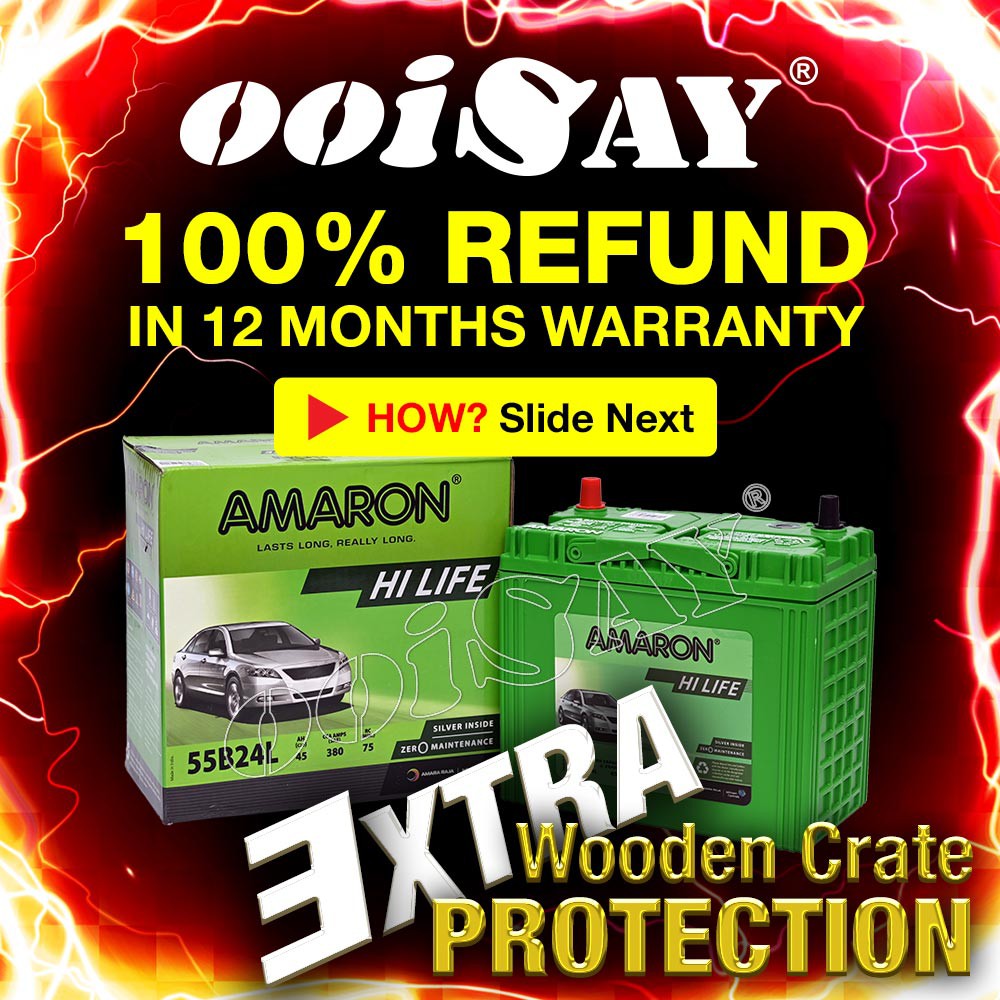 AMARON HI LIFE NS60L | 55B24L | 55B24LS (MF) - Car Battery - Waja Vios Civic Almera Iswara HRV Accor