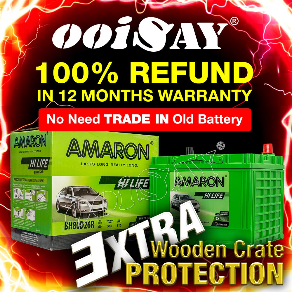 AMARON HI LIFE NS70 | 80D26R (MF) - 65AH - Car Battery - PROTON Perdana, Wira TOYOTA Unser