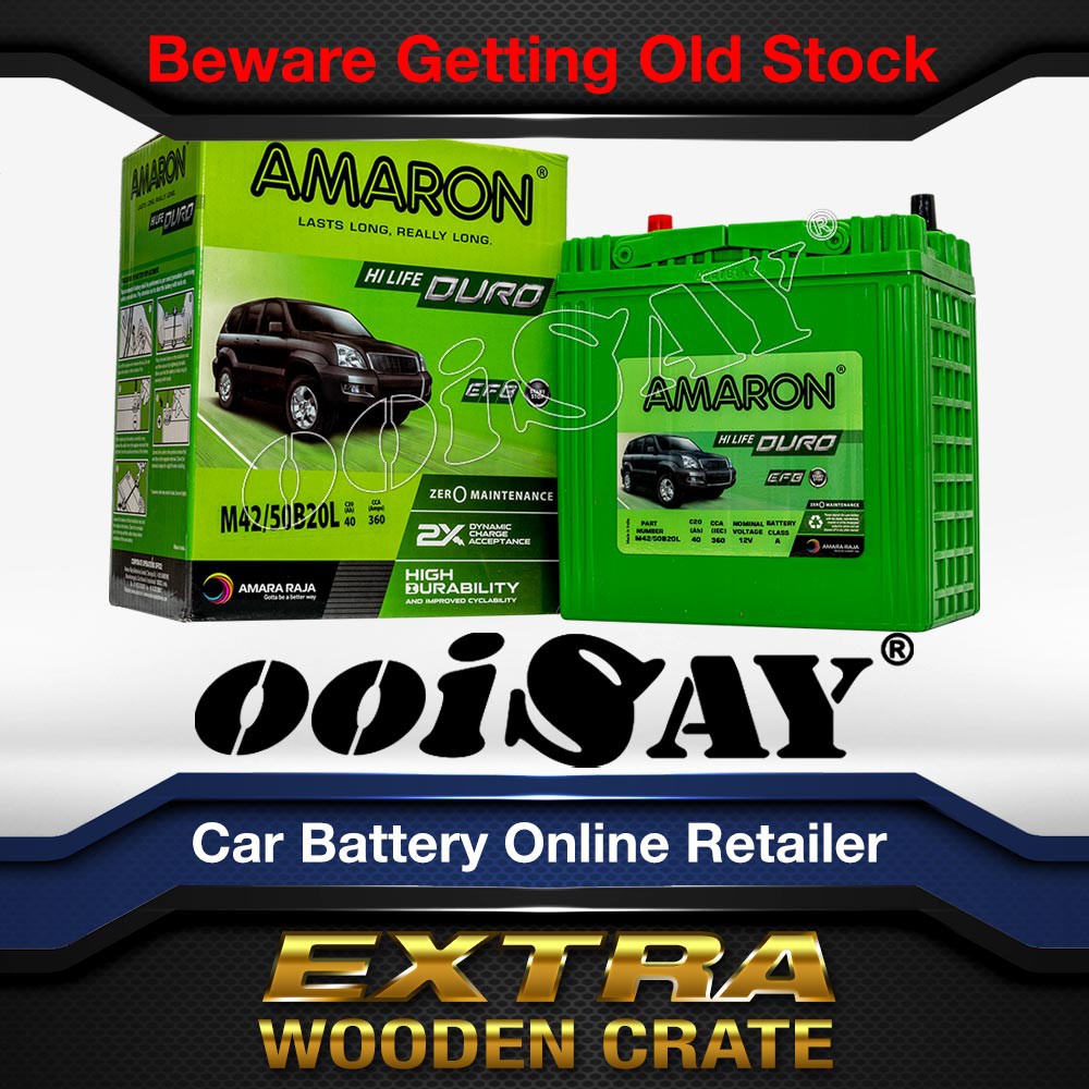 AMARON M42 - 50B20L (EFB) - Stop Start Car Battery - Bezza Advance, Myvi Eco-Idle, Nissan Serena Hyb