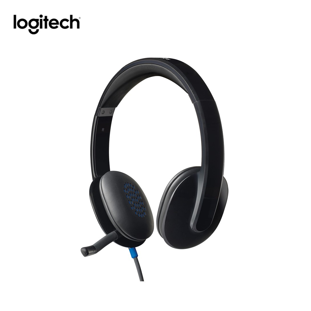 Logitech H540 Wired Headset, Stereo Headphone with Noise-Cancelling Microphone, USB, On-Ear Controls