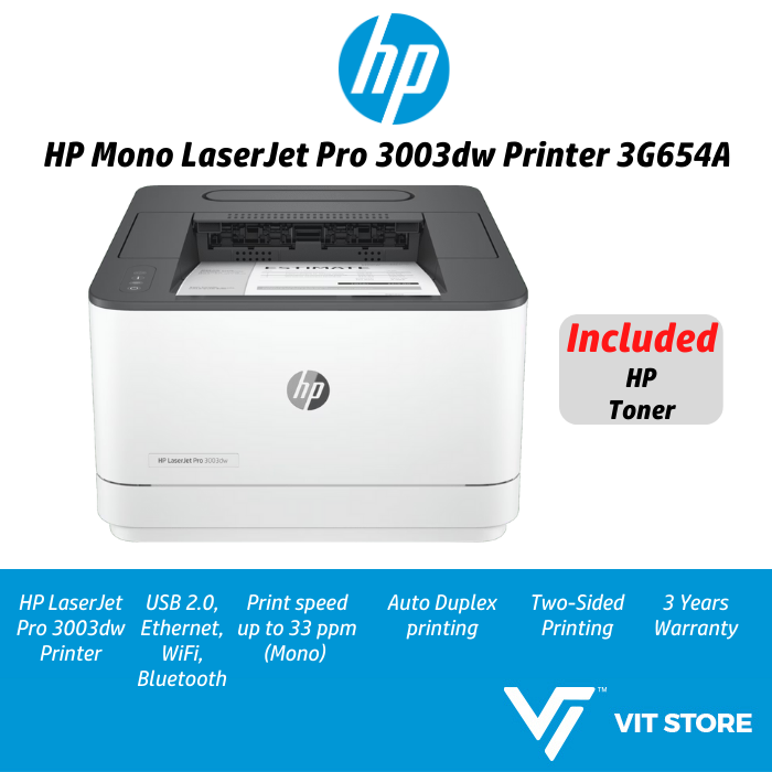 HP Mono LaserJet Pro 3003dn 3G653A / 3003dw 3G654A Auto Duplex Two Sided Printer Black and White Pri