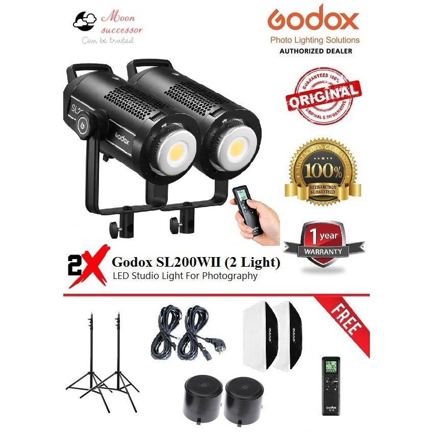 (Latest Version) Godox SL200W II / SL200II / SL200WII 200W White LED Video Light 5600K Color Tempera