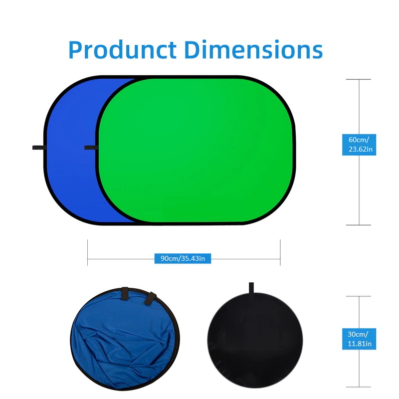 Refutuna Foldable Portable Reflector Blue & Green Screen Backdrop Chromakey For Live Broadcast YouTu