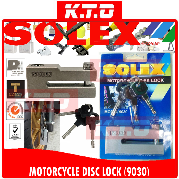 (MODEL: 9030) SOLEX HEAVY DUTY PREMIUM BRASS MOTORCYCLE DISC BRAKE LOCK