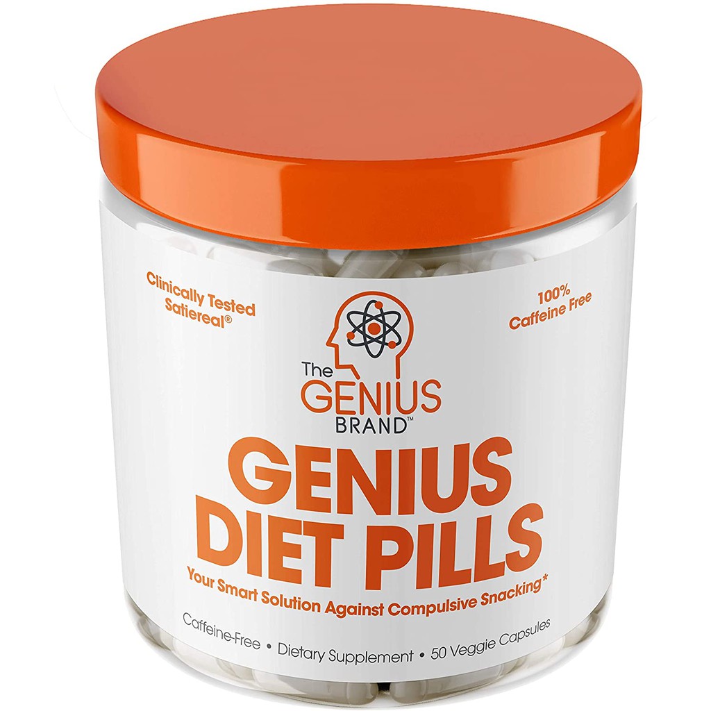 GENIUS DIET PILLS - 50 Veggie Caps Appetite Suppressant for Safe Weight Loss,  5-Htp  Saffron  Corti
