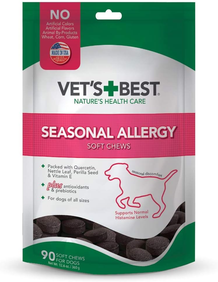 Vet's Best Seasonal Allergy Soft Chew Dog Supplements | Soothes Dogs Skin Irritation Due to Seasonal