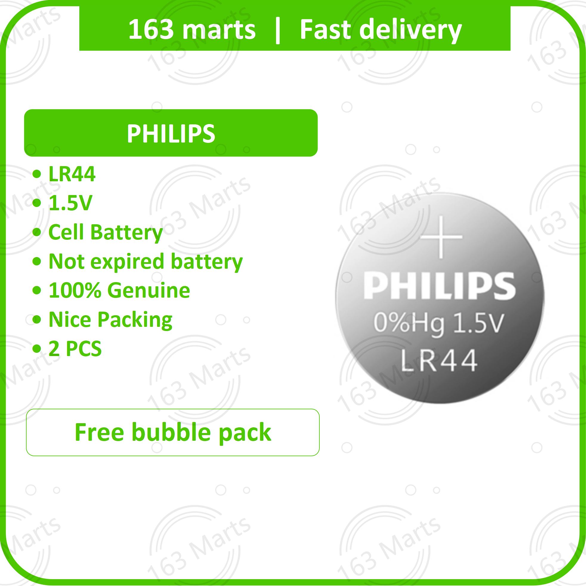 PHILIPS LR44 A76 AG13 LR1154 357 button coin cell miniature alkaline Battery Bateri Batteri 1.5V