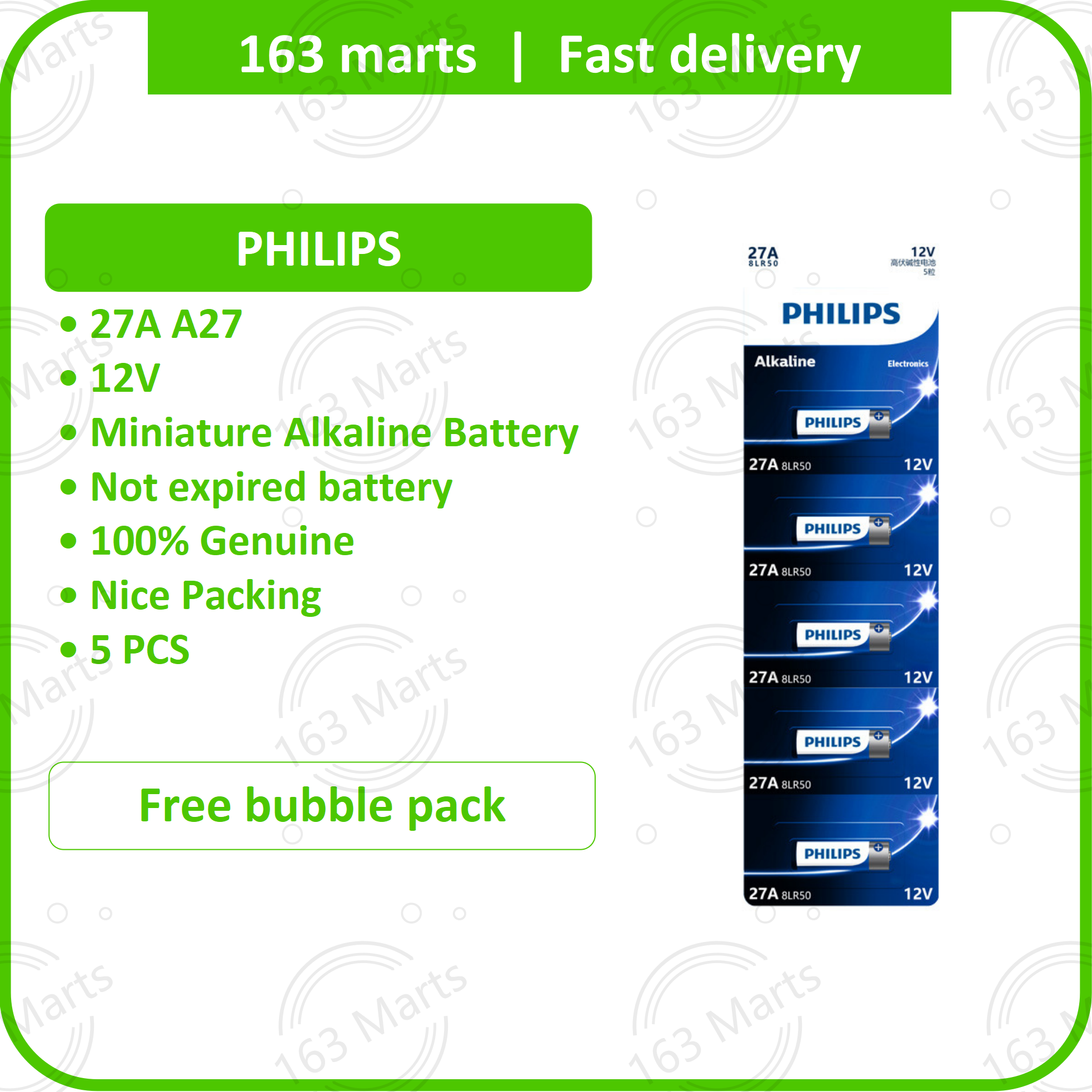 PHILIPS 23A Battery 27A Bateri 12V alkaline Remote Batteri A23 A27 23AE GP23 DL21 WE27A L728 27AE
