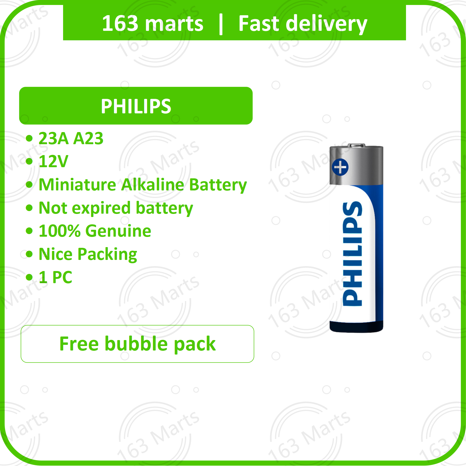 PHILIPS 23A Battery 27A Bateri 12V alkaline Remote Batteri A23 A27 23AE GP23 DL21 WE27A L728 27AE