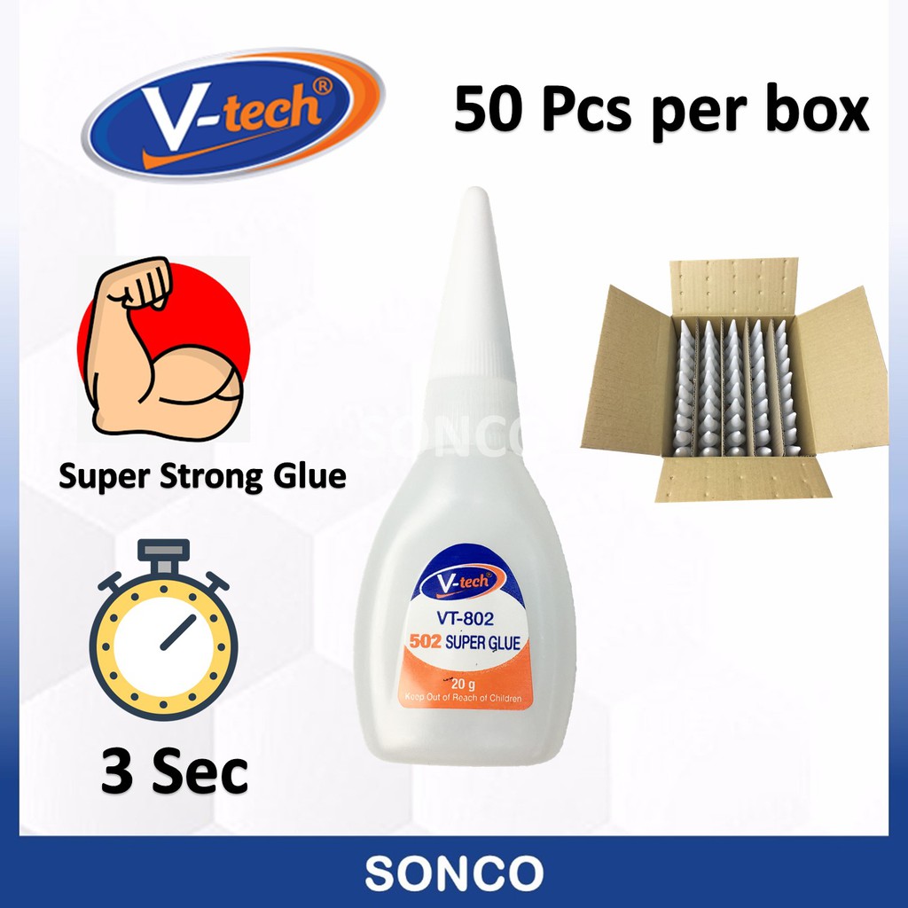V-TECH 50 Pcs x 20g V-Tech® 502 Super Glue VT-802 Instant Glue/3 second glue/gam 3 saat