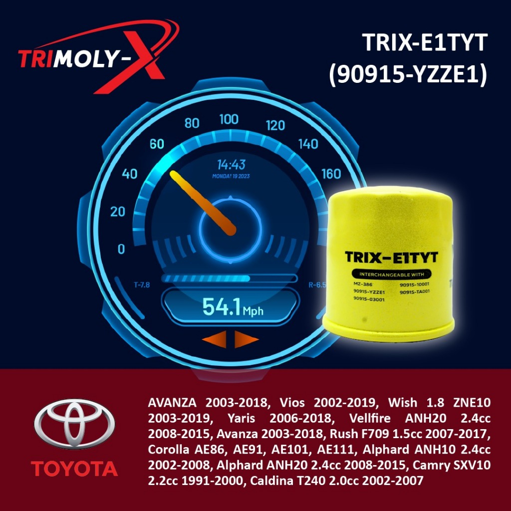 TRIMOLY-X TRIMOLYX OSK O-1636 YZZE1 OIL FILTER - AVANZA WISH VIOS ALPHARD VELLFIRE CALDINA CAMRY COR