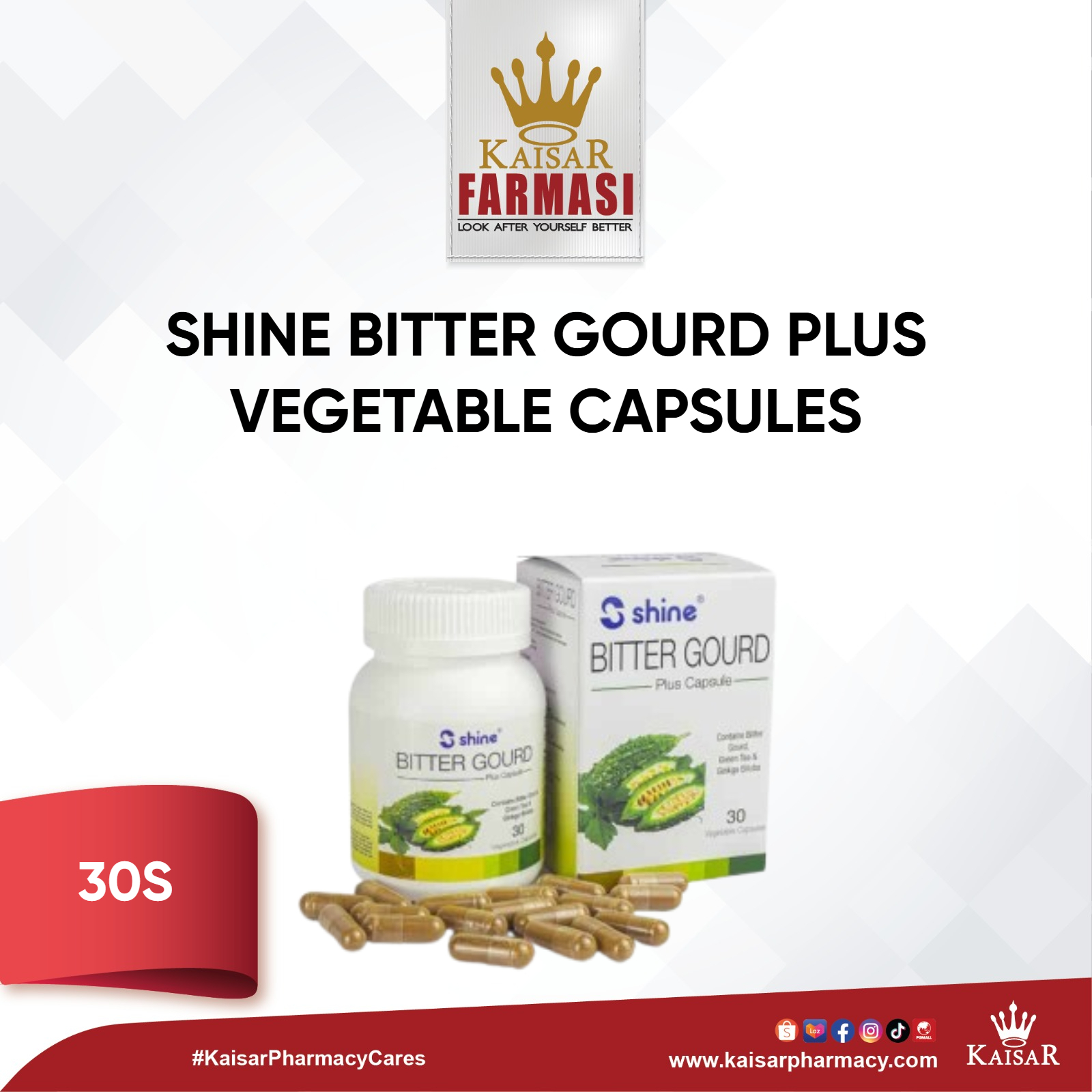 SHINE BITTER GOURD PLUS 30 VEGETABLE CAPSULES