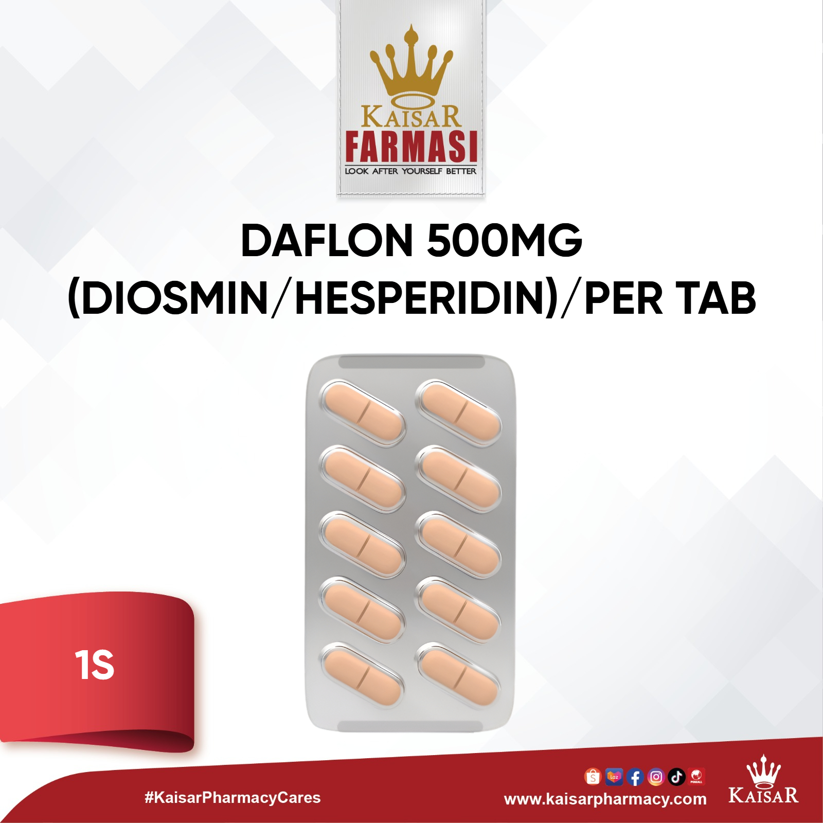 DAFLON 500MG (DIOSMIN/HESPERIDIN) /PER TABLETS