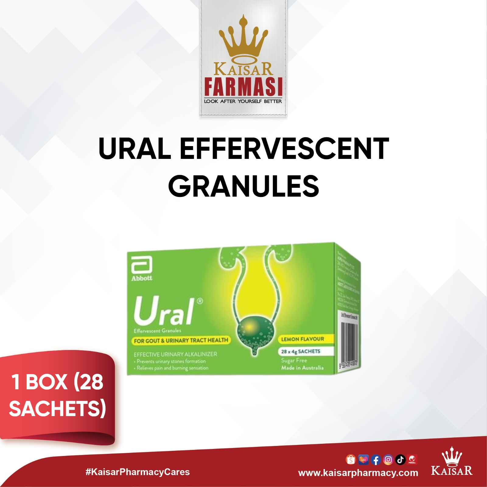 URAL EFFERVESCENT GRANULES /BOX (28x4g Sachets)