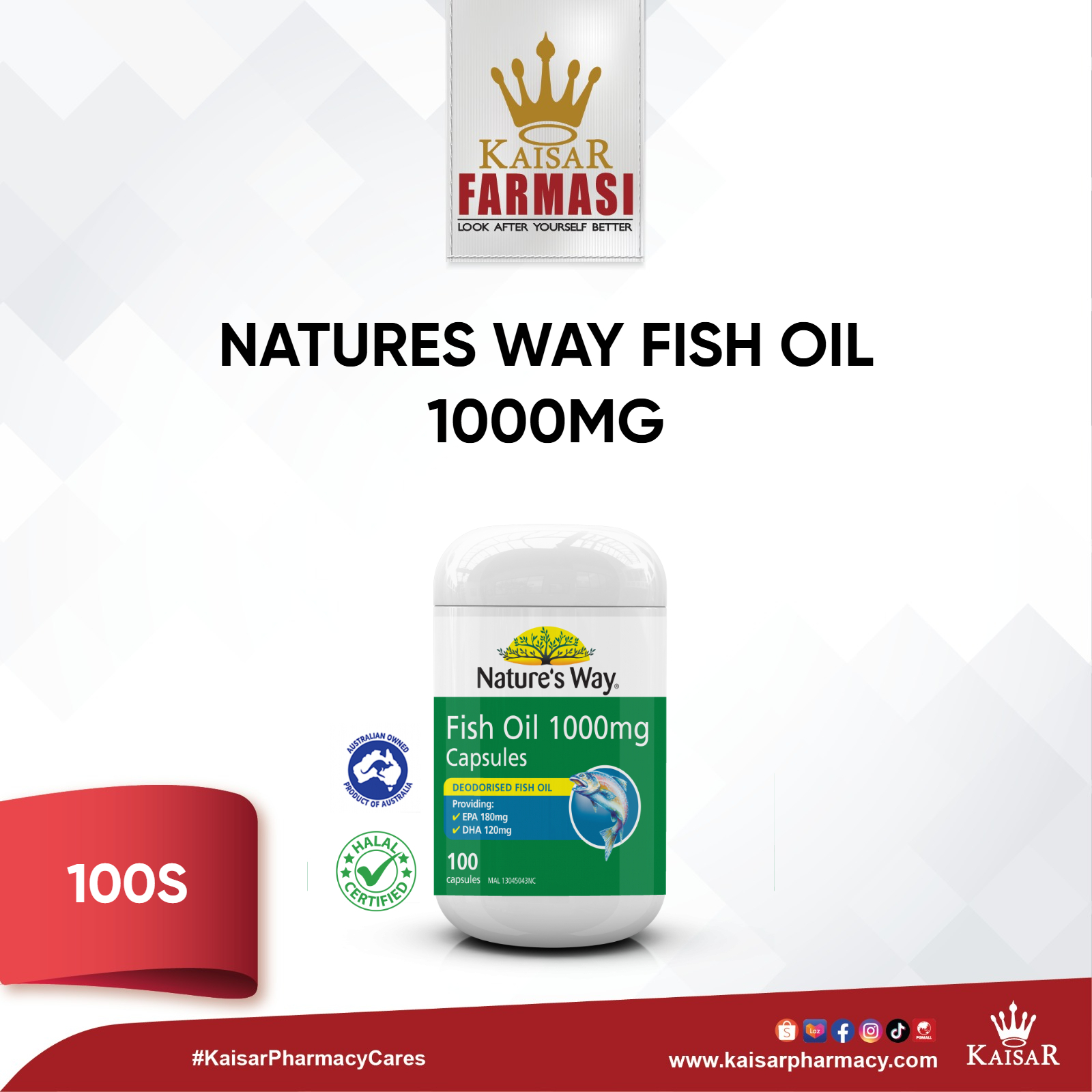 NATURES WAY FISH OIL 1000MG 100CAPSULES