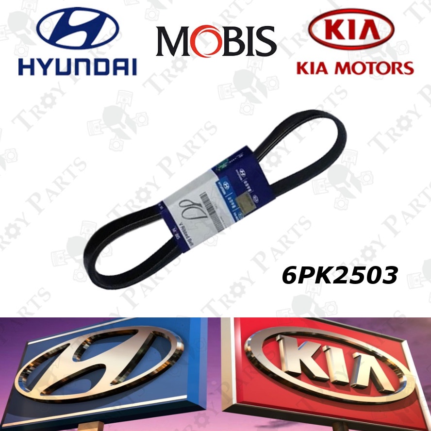 Original Kia Hyundai Fan Belt 25212-2F010 for Kia Carnival 2017- Hyundai Santa Fe CM 2.2 - 6PK2503 (