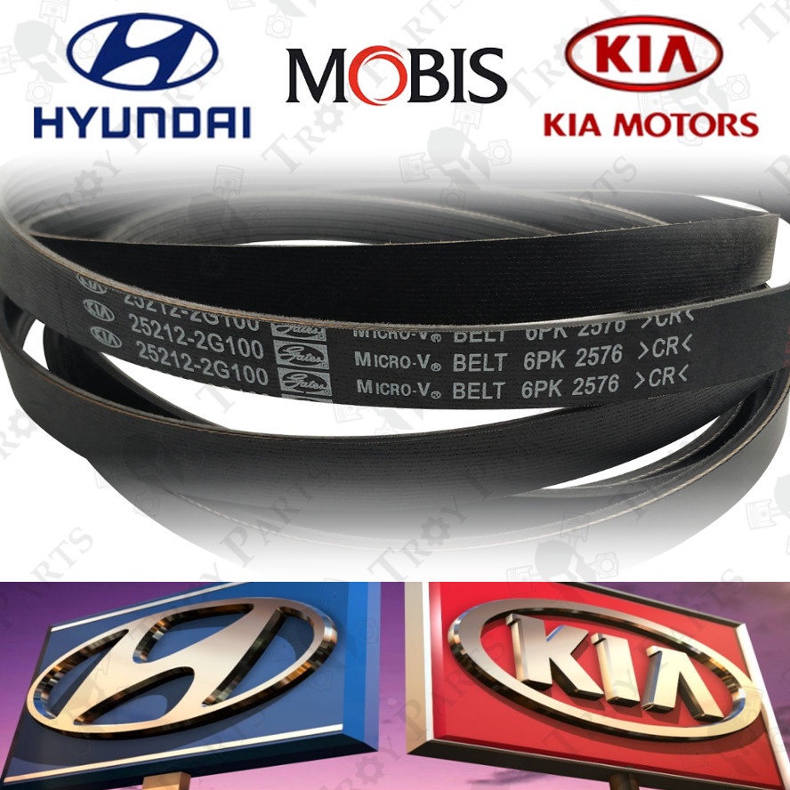 Original Kia Hyundai Fan Belt 25212-2G100 Kia Sorento XM 2011 Hyundai Santa FE CM 2.4CC - 6PK2576 (